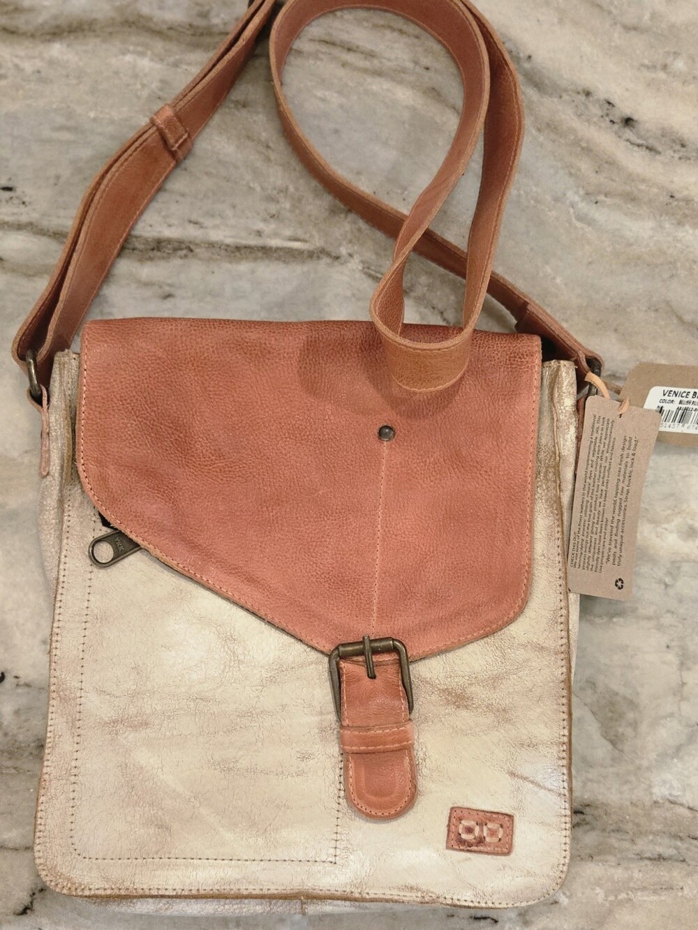 Bed Stu Two-Tone Leather Crossbody Bag in Tan and Cream**NEW, With Tags!!!**